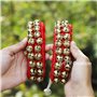 Art Of Creation Kathak Dancing Ghungroo Bells 2 lignes rouges rembourrées indien classique instrument de musique pour bracelet d