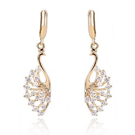 Crystalline Azuria Femme Pendantes Boucles d'Oreilles Paonne 18ct Plaqué Or Jaune avec Cristaux Blancs en Zircone