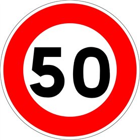 Autocollant vinyl - Panneau de limitation de vitesse à 50 km/h - Diamètre de 200 mm