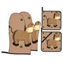 YYHHAOFA Cartoon Donkey Lot de 4 gants de cuisine isolés et maniques pour une protection anti-brûlure épaisse et durable