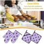 YYHHAOFA Blueberry Cake Lot de 4 maniques isolantes pour cuisine et pâtisserie pour une protection anti-brûlure épaisse et durab