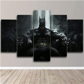 IIIUHU Impression sur Toile 5 Parties Tableau Salon Moderne XXL Mur Art Batman Throne Le Chevalier Noir Décorations Murales HD I
