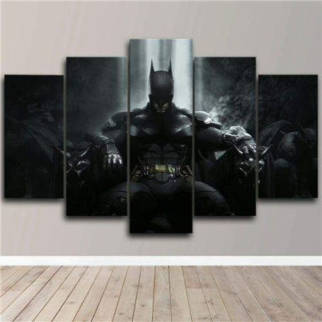 IIIUHU Impression sur Toile 5 Parties Tableau Salon Moderne XXL Mur Art Batman Throne Le Chevalier Noir Décorations Murales HD I