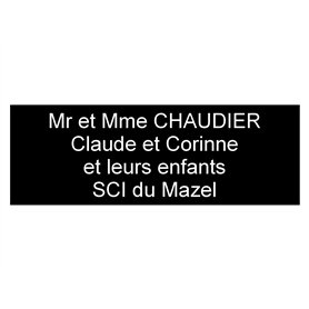 plaque ou etiquette boite aux lettres 4 lignes - noire 100x40mm