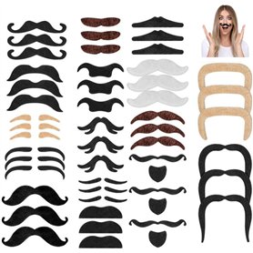 Nuluxi Auto-adhésives Faux Moustache Set Fausses Moustaches Set Nouveauté Fausses Moustaches Convient pour Soirées Costumées Fêt