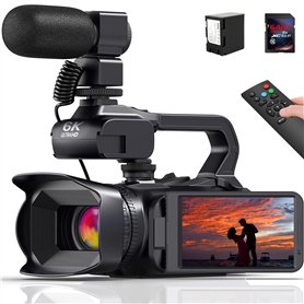 Caméscope vidéo 6K 64MP 18X zoom numérique Vlogging Caméra avec vision nocturne IR pour YouTube