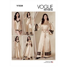 Vogue Patterns V1834B5 Patrons de vêtements de nuit en papier pour femme Tailles 36 à 44