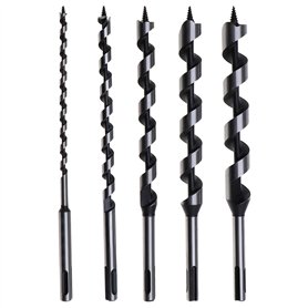 Lot de 5 forets hélicoïdaux avec tige SDS Plus pour le travail du bois 230 mm 6/10/14/18/20 mm
