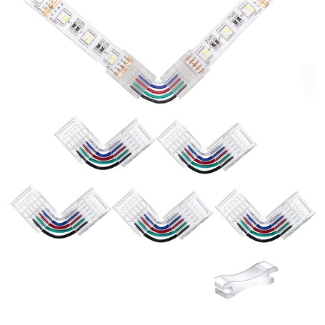 YUTOKEER Lot de 5 connecteurs LED à 5 broches 12 mm RGBW pour bande à bande sans fil - Adaptateur sans soudure - Connecteurs d'e