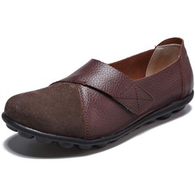Yooeen Mocassins Femme Chaussures de Travail Plates Loafers en Cuir Loisir Casual Bateau Chaussures de Conduite de Ville Réglabl