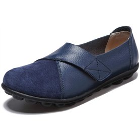 Yooeen Mocassins Femme Chaussures de Travail Plates Loafers en Cuir Loisir Casual Bateau Chaussures de Conduite de Ville Réglabl