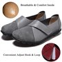 Yooeen Mocassins Femme Chaussures de Travail Plates Loafers en Cuir Loisir Casual Bateau Chaussures de Conduite de Ville Réglabl