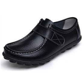 Yooeen Mocassins Femme Chaussures de Travail Plates Loafers en Cuir Loisir Casual Bateau Chaussures de Conduite de Ville Réglabl