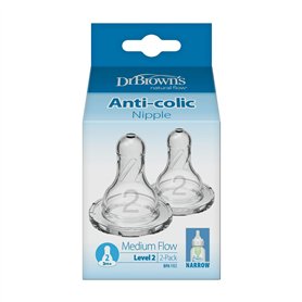 Dr. Brown's Dr Brown Natural Flow Level 2 Lot de 2 tétines étroites Transparent 3 m +