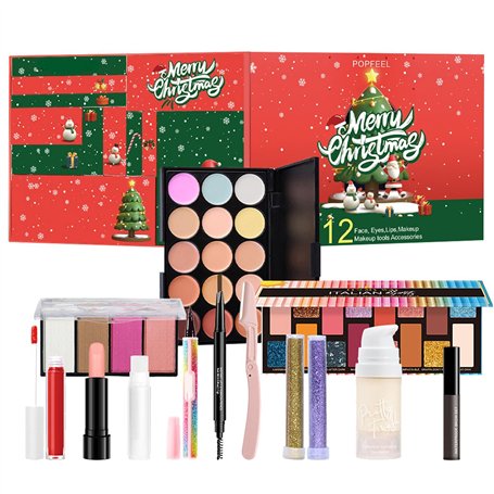 Calendrier de l'Avent de maquillage de Noël – Compte à rebours jusqu'à l'ensemble cosmétique de Noël | 12 maquillage et cosmétiq