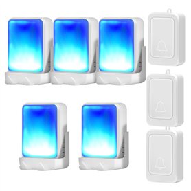 Sonnette de porte avec 7 couleurs de lumière vive et 4 volumes - Sonnette sans fil de 182