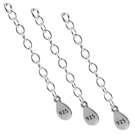 My-Bead 3pcs Extensions de Chaîne 4cm Argent 925 pour Colliers et Bracelets Qualité par Bijoutier DIY