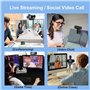 Gubbett Webcam 1080P Full HD, Webcam PC avec Microphone, Caméra Web USB avec Trépied, pour Ordinateur de Bureau et Portable, pou