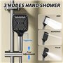 Colonne de Douche Noir avec Mitigeur - Colonne Douche Réglable en Hauteur 4 Modes, Mommeau de Douche, Jet, Robinet, Pommeau de D