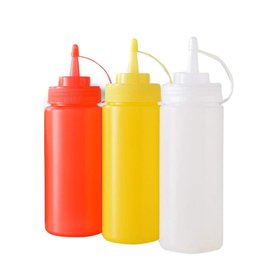 3 PCS Squeeze Bottle Conteneur De Moutarde En Plastique Squeeze Sauce Bouteille Squeeze Ketchup Bouteille avec Twist sur Cap Cou