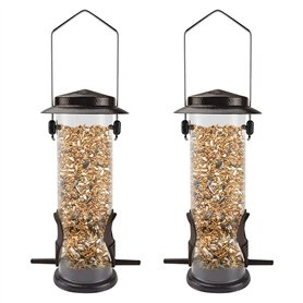 MIXXIDEA Lot de 2 mangeoires à oiseaux sauvages à suspendre en acier inoxydable