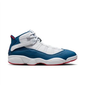 Nike Jordan 322992-012 Chaussures de basket-ball à 6 anneaux pour homme Blanc/rouge université/Gris acier clair/bleu véritable