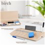 Birch Tableau blanc de bureau avec rangement et marqueur métallique - Grande surface de bureau en verre effaçable à sec - Tablea