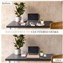 Birch Tableau blanc de bureau avec rangement et marqueur métallique - Grande surface de bureau en verre effaçable à sec - Tablea