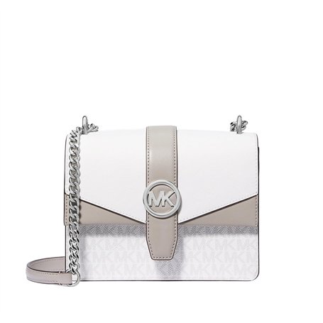 Michael Kors Greenwich Petit sac à bandoulière en cuir Saffiano Blanc optique