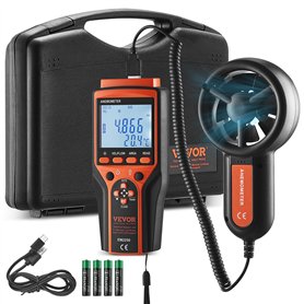 VEVOR Anémomètre Portable -10℃ à 60℃ Mesureur Numérique Vitesse du Vent CFM