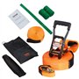 VEVOR Slackline 18,3 m Sangle d'Équilibre Charge 226,8 kg Jeu Complet avec Protecteur d’Arbres Entraîneur de Bras Configuration 