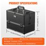 VEVOR Mallette de Maquillage Plateaux 6 Niveaux Boîte de Rangement Portable 370 mm avec Poignée, Sangle, Trousse Maquillage Prof