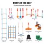 VEVOR Parcours Ninja pour Enfants Kit Slackline et Parcours d’Obstacles 2x17 m Charge 226,8 kg 12 Obstacles Équipement de Jeu Ex