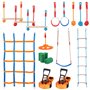 VEVOR Parcours Ninja pour Enfants Kit Slackline et Parcours d’Obstacles 2x17 m Charge 226,8 kg 12 Obstacles Équipement de Jeu Ex