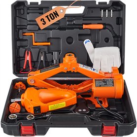 VEVOR Cric Losange 3 T 12 V DC Cric Électrique à Ciseaux Levée 130-370 mm 170-420 mm Cric de Levage avec Clé à Chocs Manivelle C