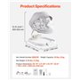 VEVOR Balancelle Transat Bébé 3 Vitesses 3 Positions de Siège Panneau Tactile IMD Télécommande Bluetooth 10 Berceuses Prédéfinie