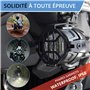PASSION MOTO Feux Additionels LED Antibrouillards Longue portée Moto Quad 6000LM Puissant + Grille de protection + Faisceaux de 