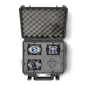 mc-cases ® Valise de Montres pour 4 Montres - Mallette a Montre de Transport - étanche/verrouillable/Grande Protection - Made in