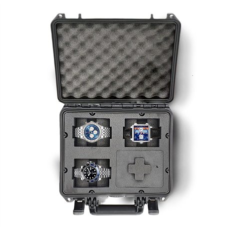 mc-cases ® Valise de Montres pour 4 Montres - Mallette a Montre de Transport - étanche/verrouillable/Grande Protection - Made in