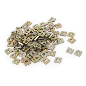 sourcingmap 100 pcs écrou carré M4 x 7 x 2 mm zingué jaune carré machine vis écrous fixation