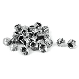 sourcing map Vis Pointeau Conique pour Poignée de Porte Vis Sans Tête Hexagonale M6 x 5mm hauteur 25 pcs Ton argent