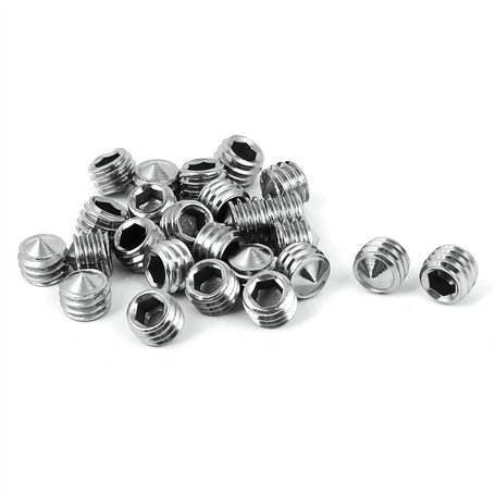 sourcing map Vis Pointeau Conique pour Poignée de Porte Vis Sans Tête Hexagonale M6 x 5mm hauteur 25 pcs Ton argent