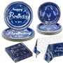 Décorations de fête d'anniversaire bleu marine et argent pour 20 invités