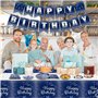 Décorations de fête d'anniversaire bleu marine et argent pour 20 invités, le set de vaisselle bleu marine comprend des assiettes