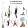 MAIYADUO Jouet pour Chat interactif Teaser Baguette avec 5 recharges Bell en Plumes et Animal l'exe