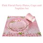 CEILIWEN Service de table de fête 100 pièces avec assiettes, gobelets et serviettes en carton rose pastel, pour 25 invités