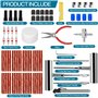 NCKIHRKK Kit de Mèches Réparation de Pneu,82 Pièces Outils de Meche Pneu Crevaison,avec 40 Bandes de Réparation,Kit Anti Crevais