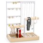 Cexovo Porte Bijoux Femme 4 Étages Porte Bijoux Femme Présentoir à Bijoux Porte Chaîne Presentoir Collier avec Plateau et Croche