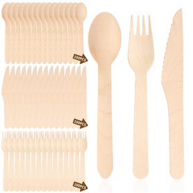 Heuchaey Lot de 300 couvert en bois tables