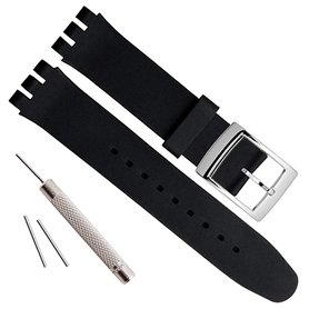 Bracelet de montre en caoutchouc et silicone plaqué argent avec boucle en acier inoxydable (20 mm